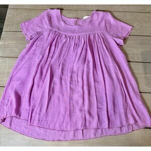 Jella C Lavender/Purple Pleated Large Babydoll‎ Top Boho Chic Cottage Minimalist